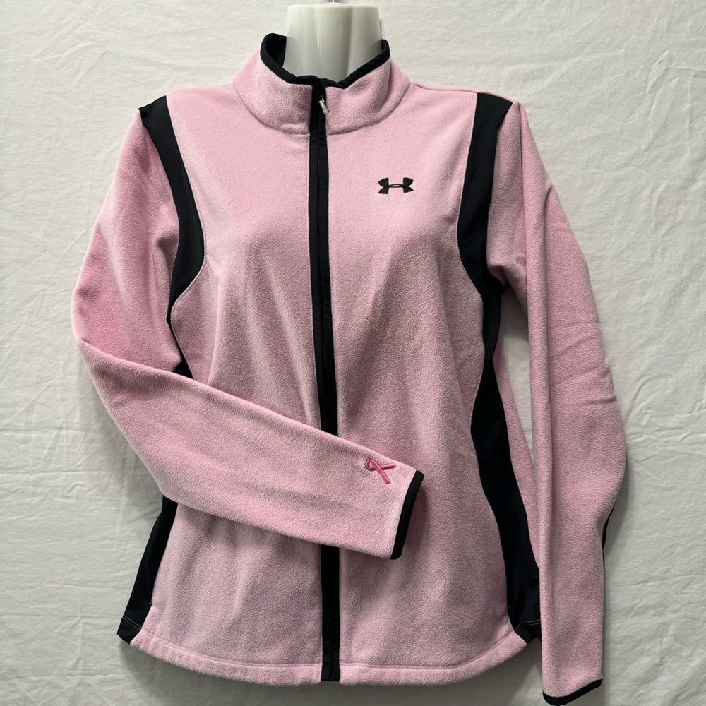 Under Armour Medium Breast Cancer Awareness Pink Cold Gear zip up jacket 4q24-5